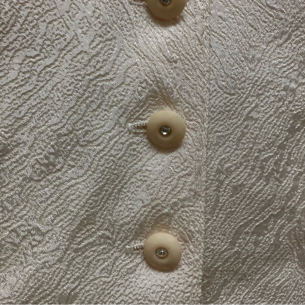 Vintage Sophisticate 80s party dress, ruffle sleeve, flounce hem, cream beige - Picture 9 of 14